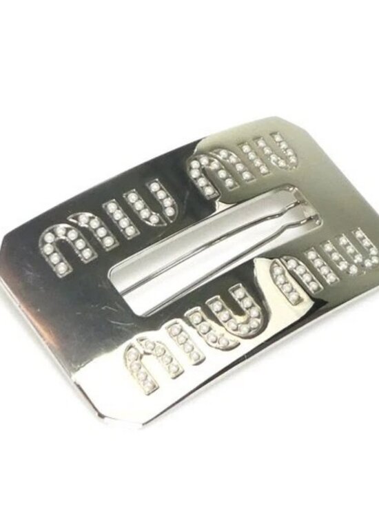 Auth MIUMIU Barrette Hair Clip Hair Accessotry Silver Metal - r10572a main image 9